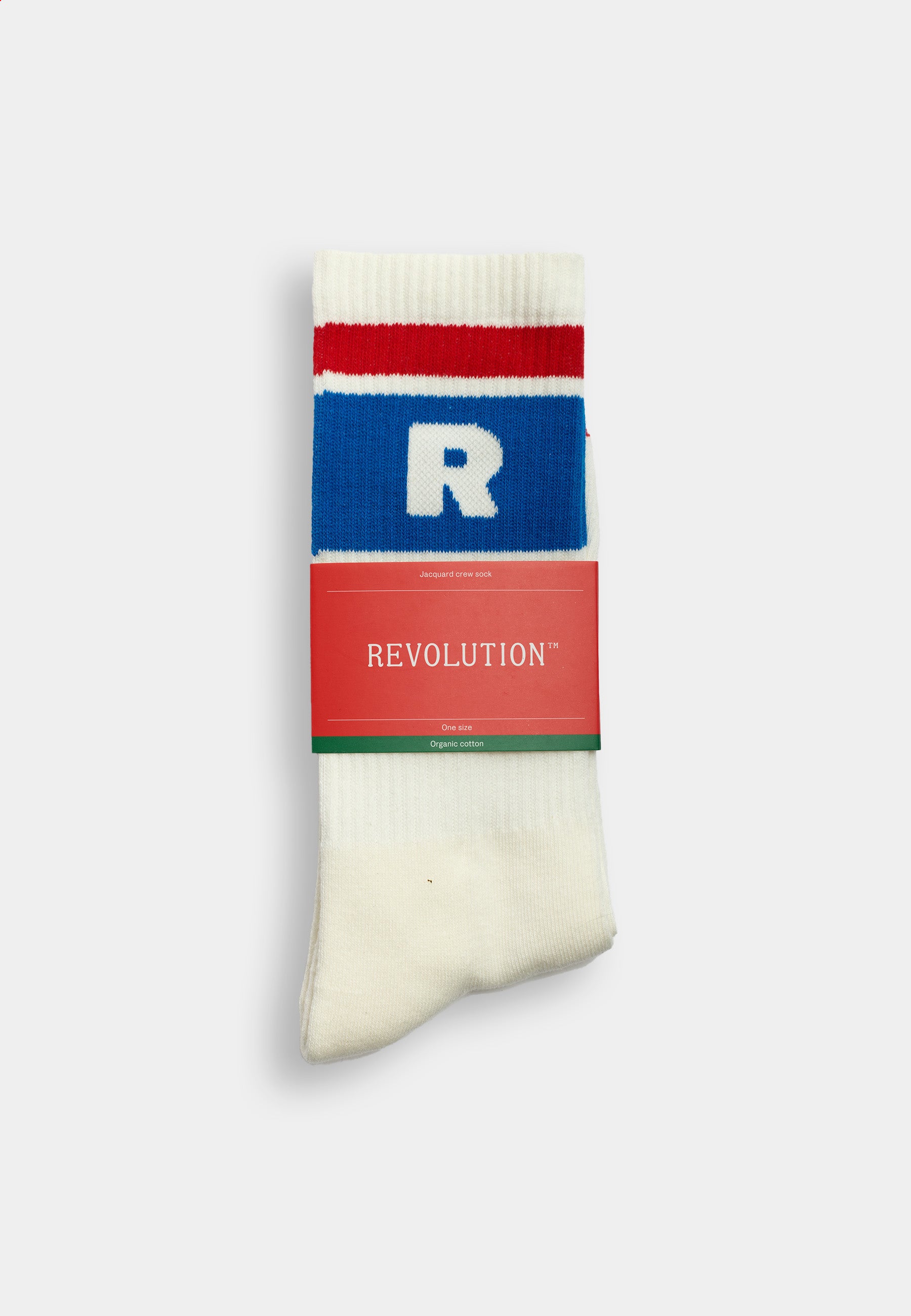 Revolution - Jaquard Crew Sock Offwhite/Blå