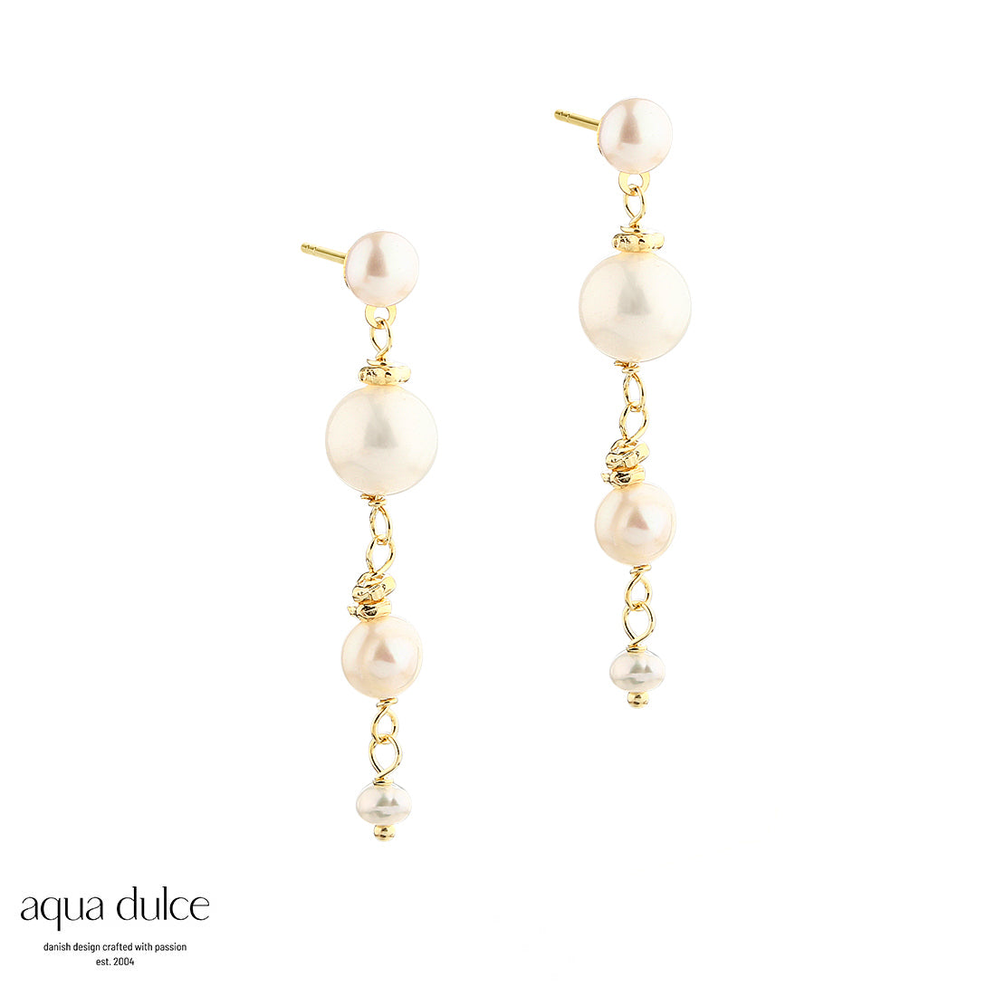 Ghita Short Pearl Ørering – Aqua Dulce