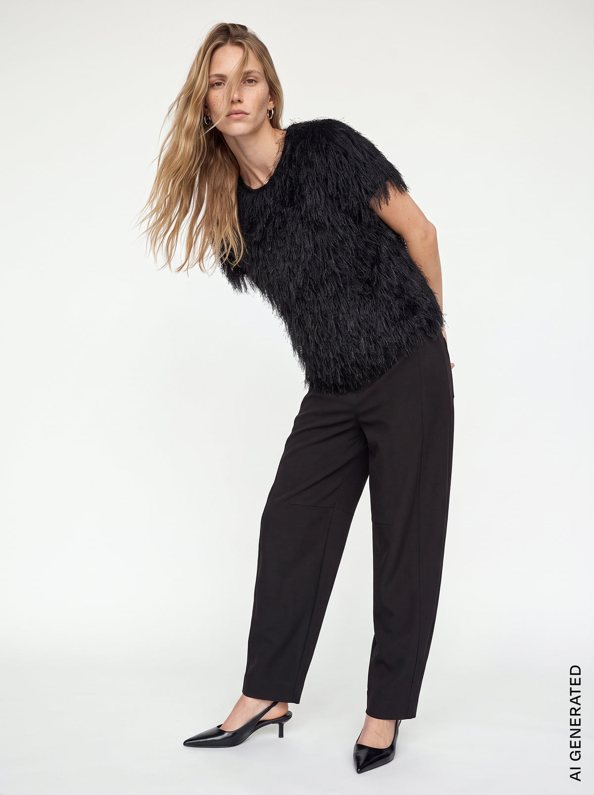 Mos Mosh – MMBrim O-SS Faux Fur Tee – Black