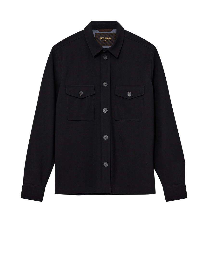 MMG Birk Traver Overshirt fra Mos Mosh Gallery – Sort Overskjorte