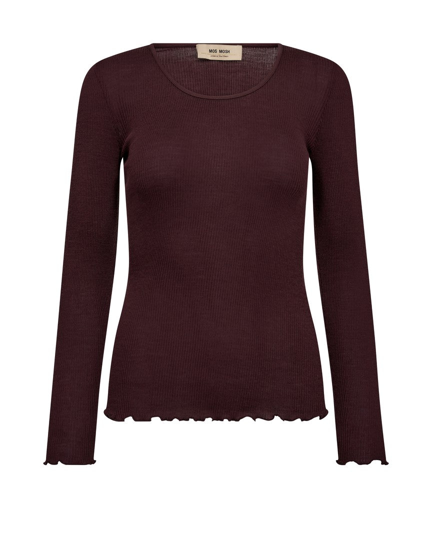 Mos Mosh - MMElaine LS Tee i Bordeaux