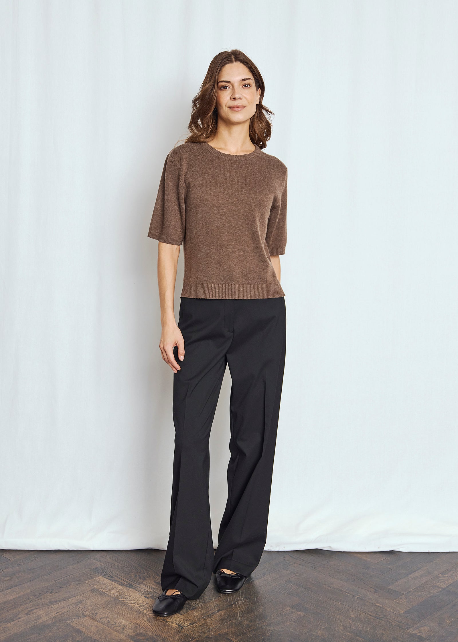 Bruun & Stengade - Eline Strik t-shirt i mørkebrun