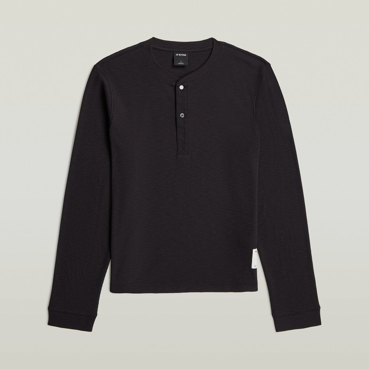 G-Star - Archival Slim Rib Henley - Dark Black