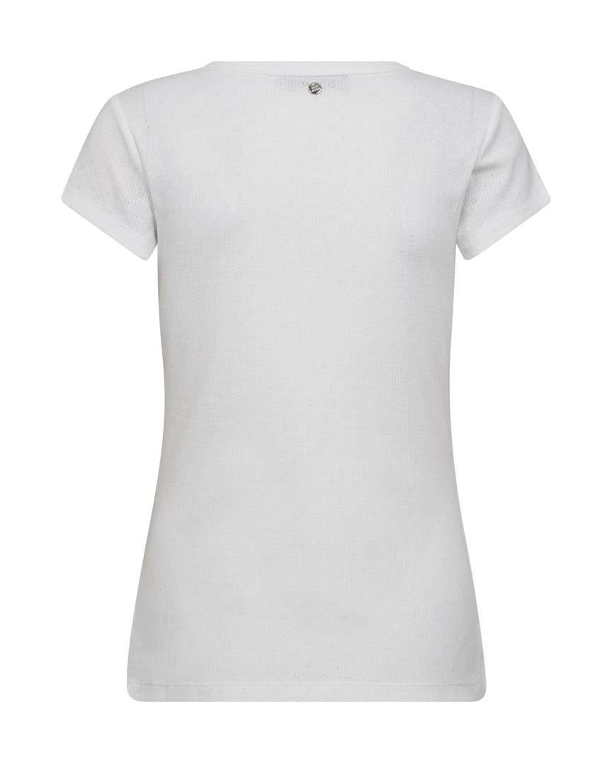 MMLago O-SS Tee – hvid basic T-shirt i ribbet bomuld fra Mos Mosh