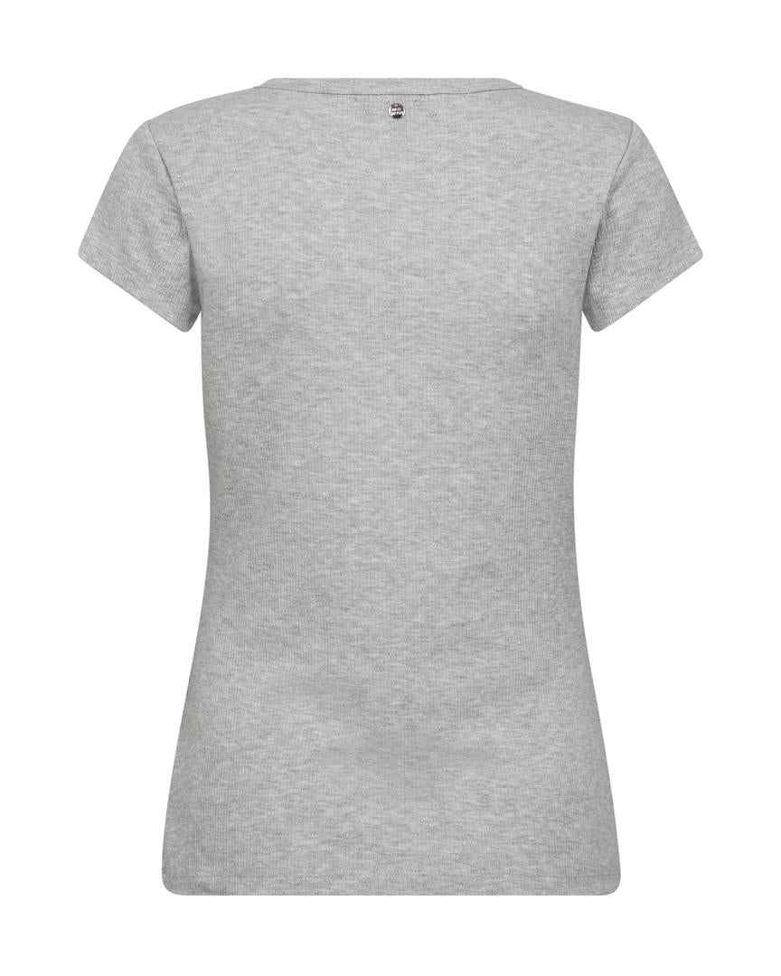 MMLago O-SS Tee – grå basic T-shirt i ribbet bomuld fra Mos Mosh