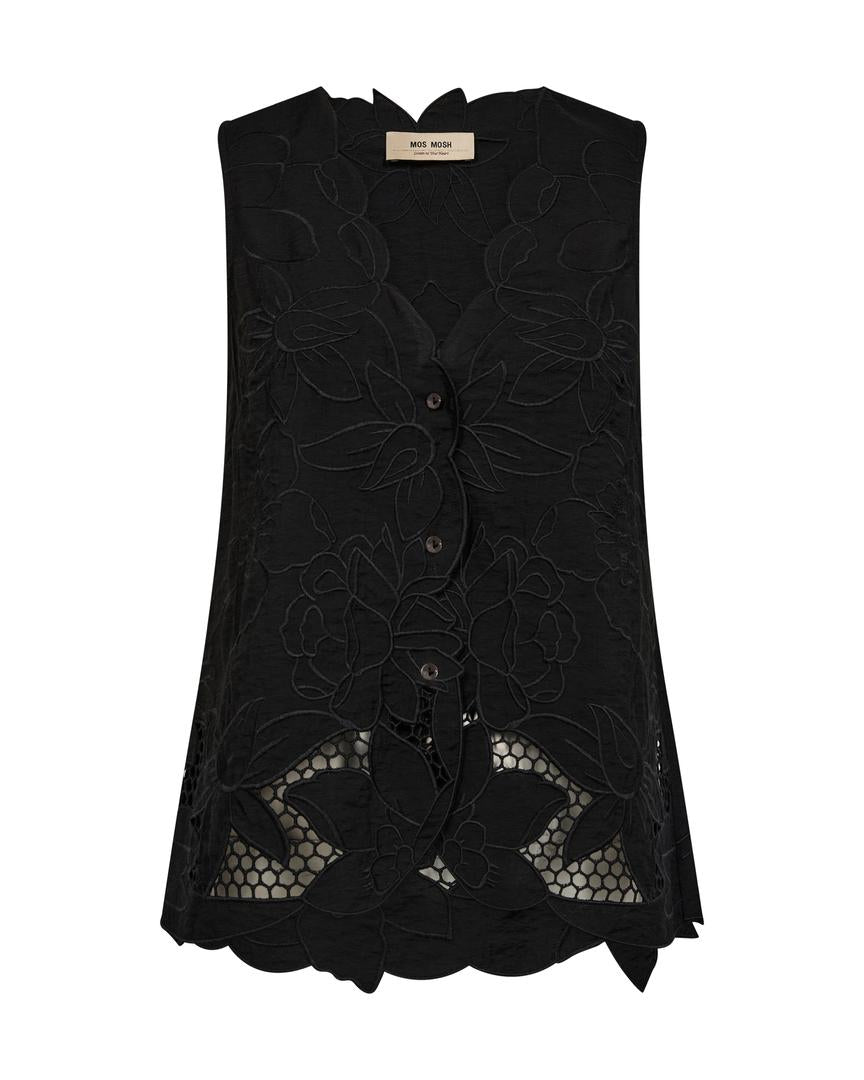 MMDaima Brodie Top – Sort Broderet top fra Mos Mosh