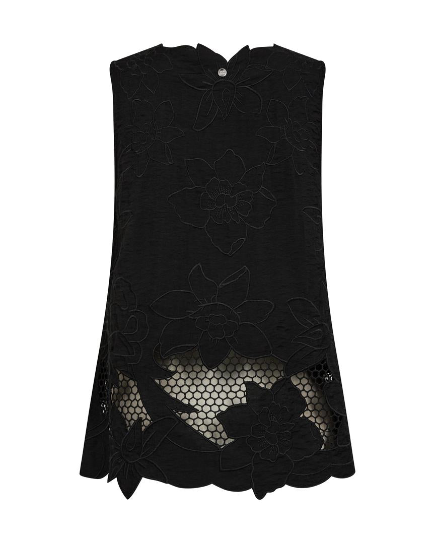MMDaima Brodie Top – Sort Broderet top fra Mos Mosh