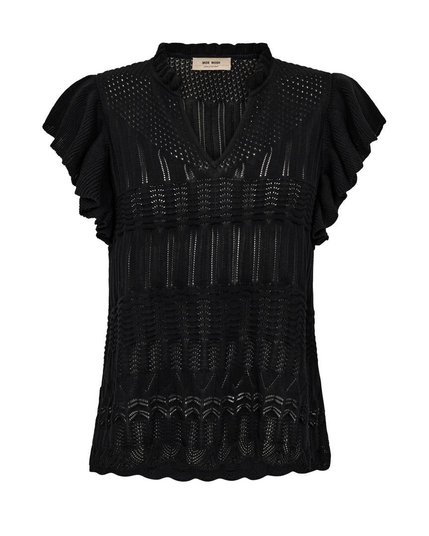 MMRyett Knit Blouse – Sort Strik i Bomuld fra Mos Mosh