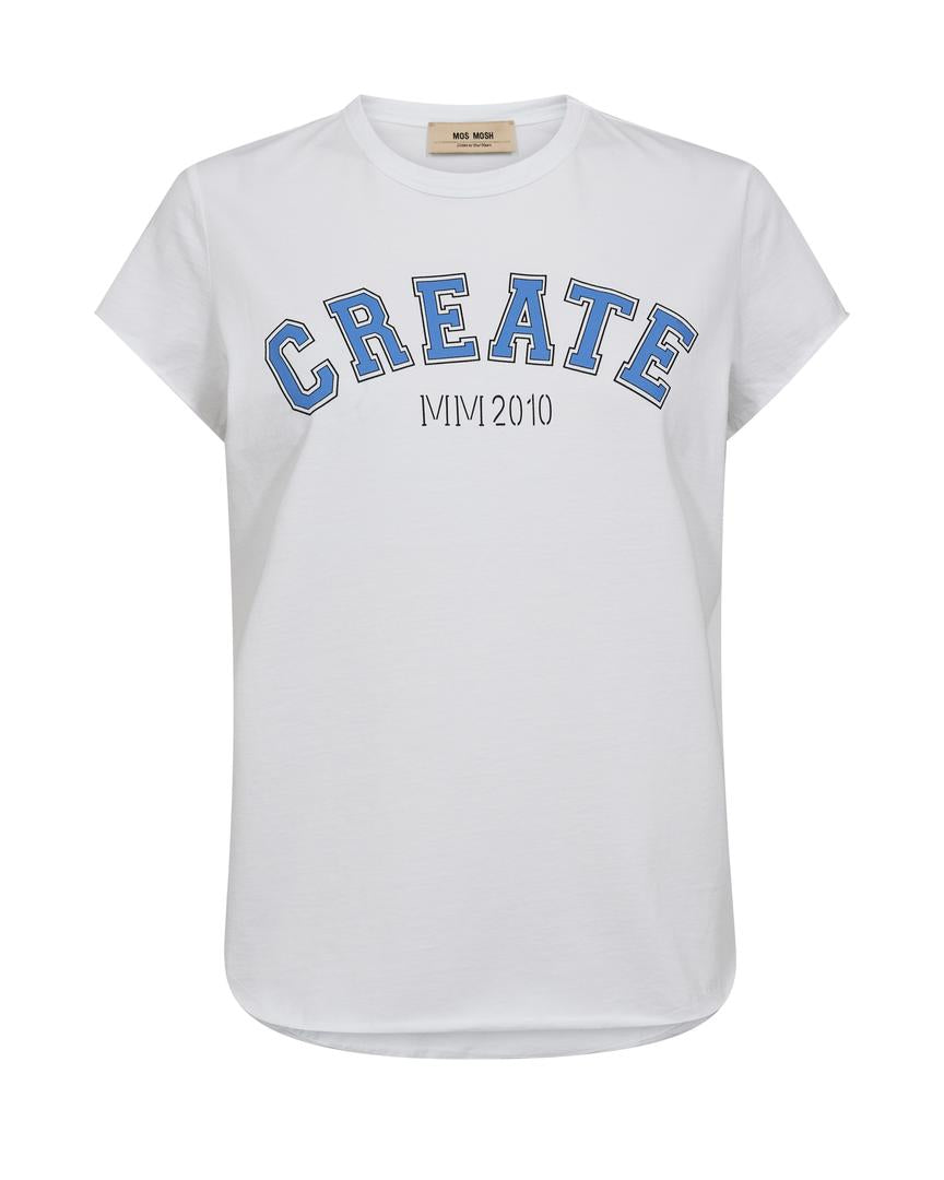 MMCelli O-SS Tee – hvid T-shirt med print fra Mos Mosh