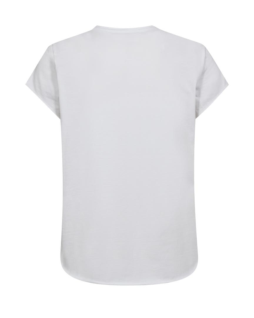 MMCelli O-SS Tee – hvid T-shirt med print fra Mos Mosh