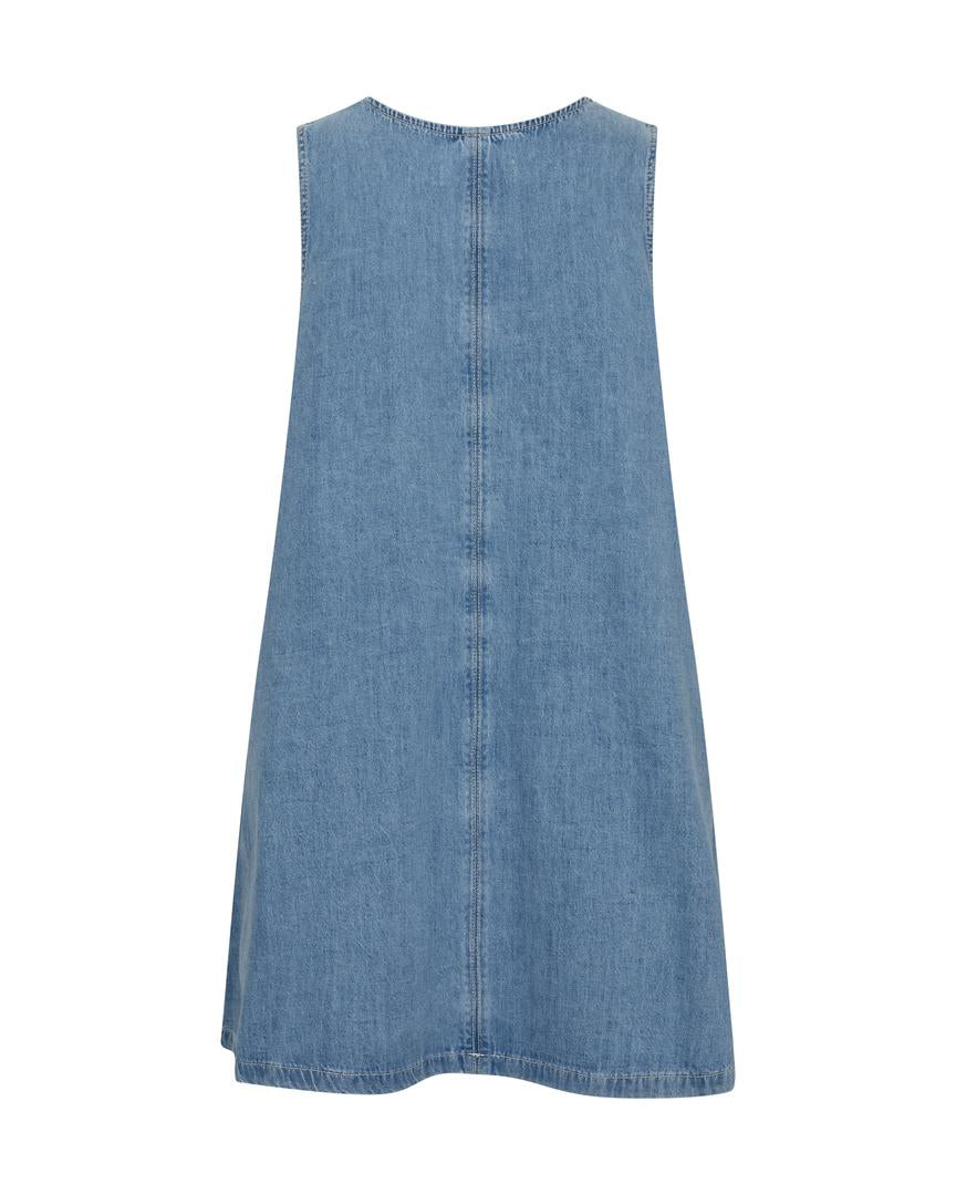 MMAya Denim Dress – ærmeløs denimkjole med V-udskæring fra Mos Mosh