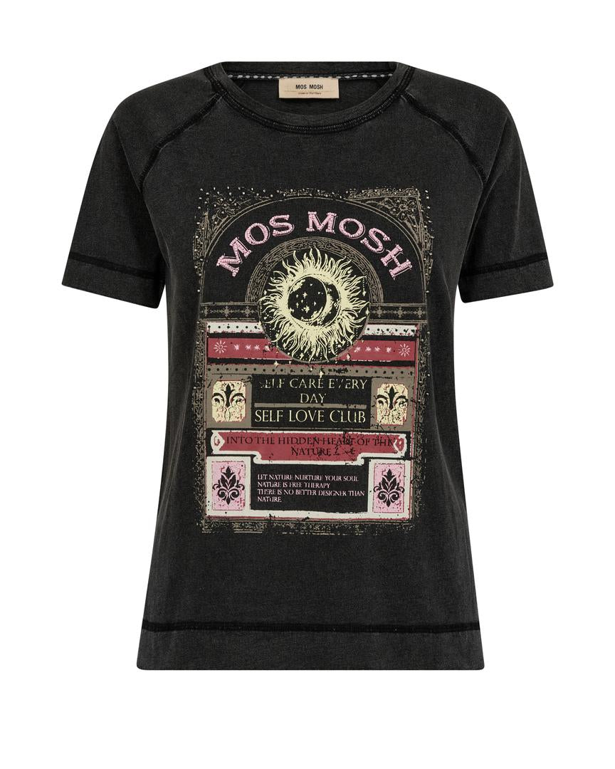 MMAbney O-SS Tee – sort printet T-shirt i bomuld fra Mos Mosh