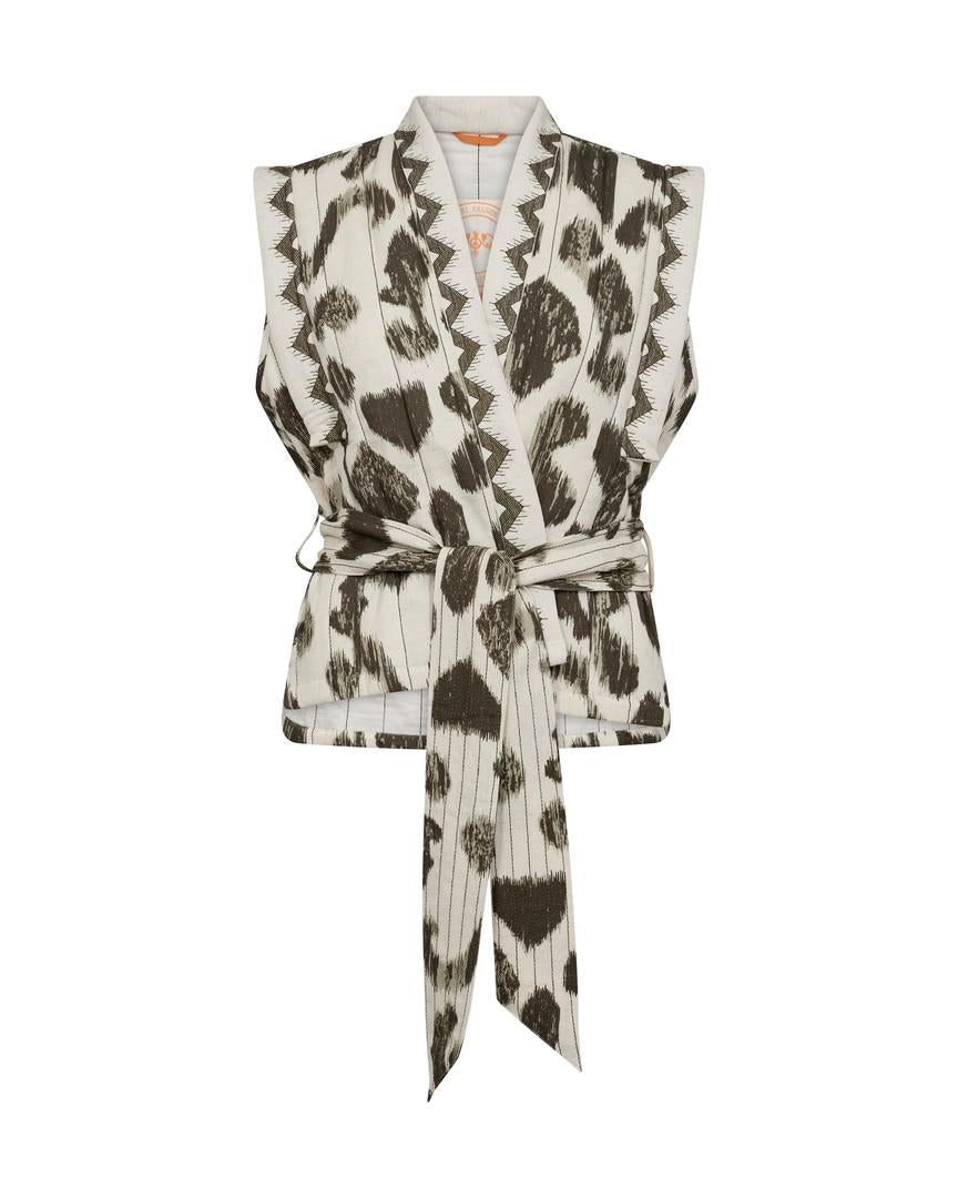 MMOzo Tri Vest – mønstret vest med bindebælte fra Mos Mosh