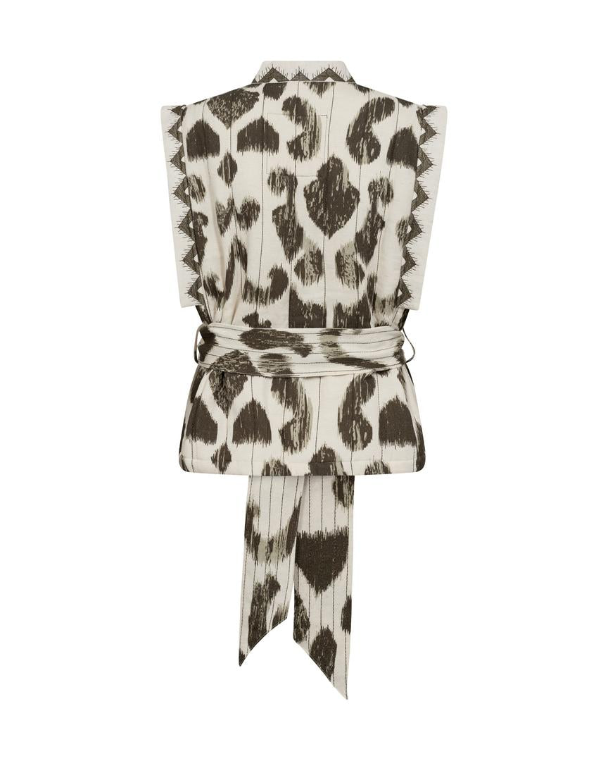 MMOzo Tri Vest – mønstret vest med bindebælte fra Mos Mosh