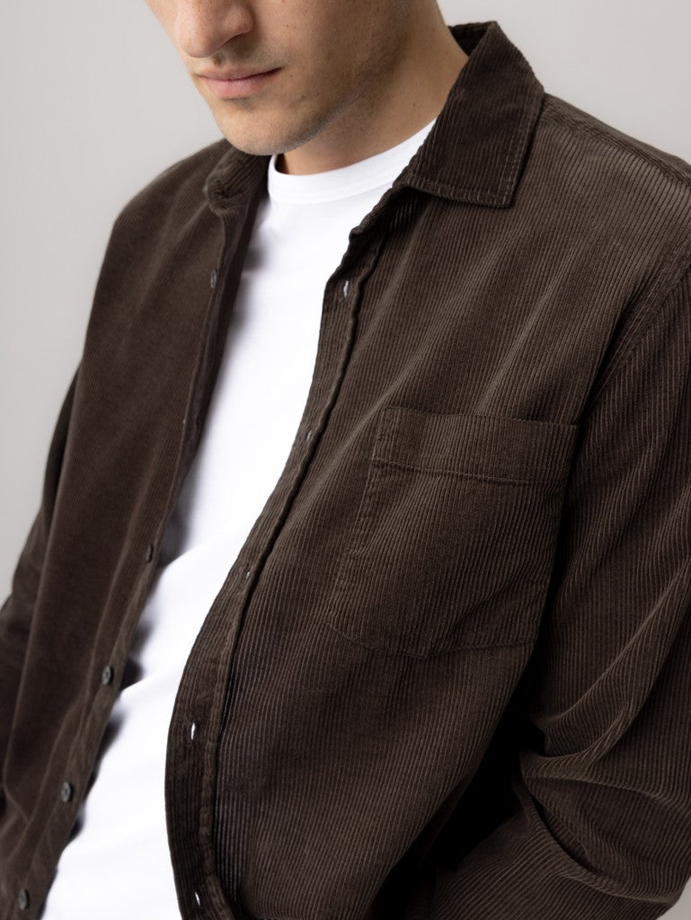 Mos Mosh Gallery - MMGAlden Corduroy Shirt Black Coffee