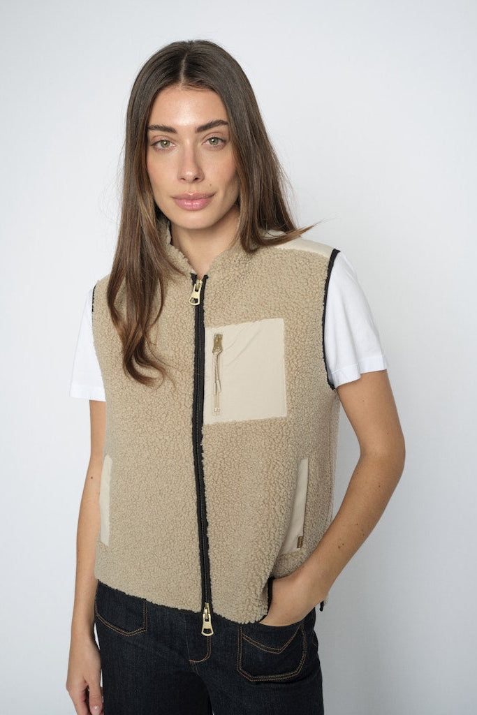Mos Mosh - MMRowe Eli Teddy Vest, feather grey