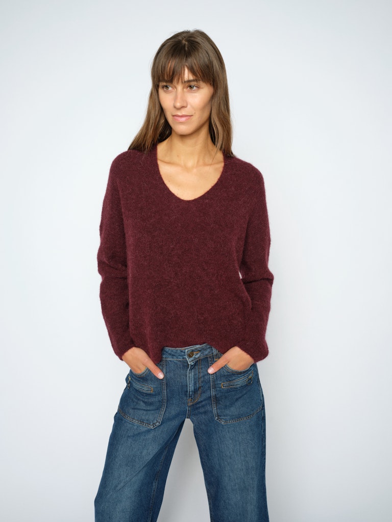 Mos Mosh - MMThora V-Neck Strik, Port Royal