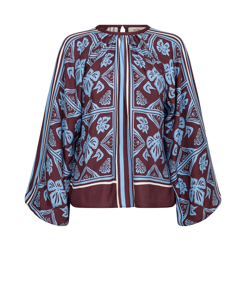 Mos Mosh - MMMilkey Linocut Blouse, Port royal