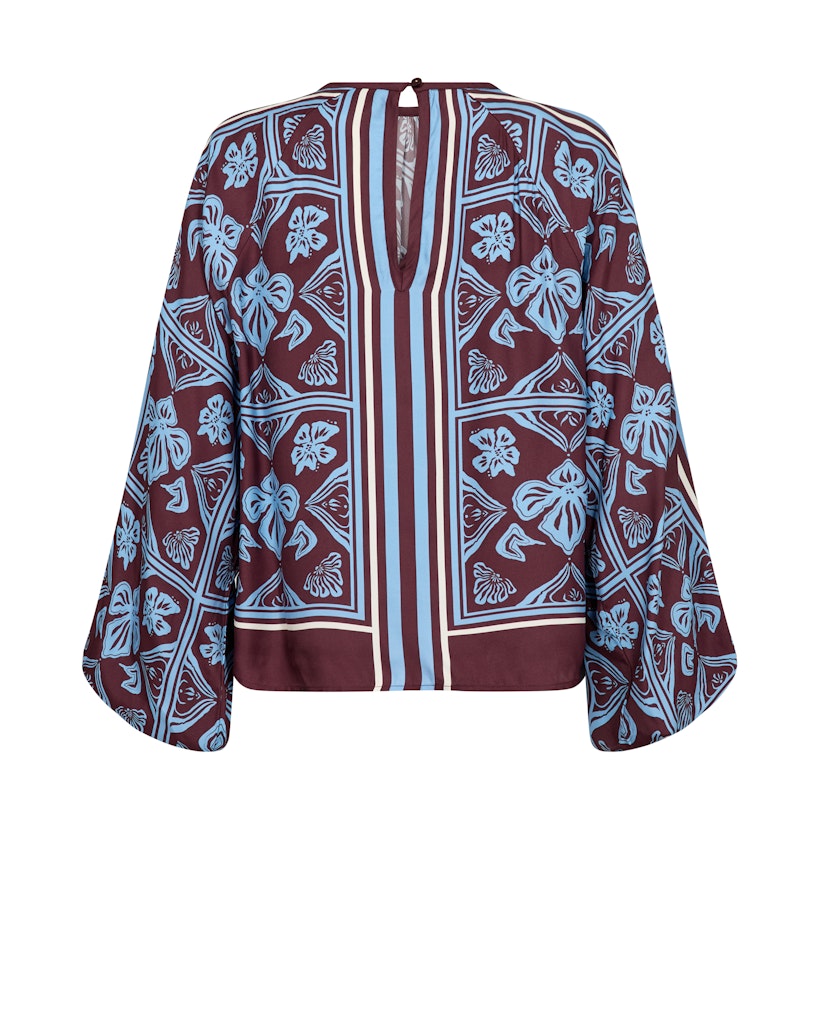 Mos Mosh - MMMilkey Linocut Blouse, Port royal