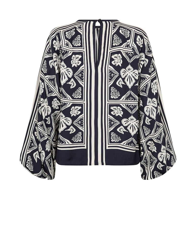 Mos Mosh - MMMilkey Linocut Blouse, Navy
