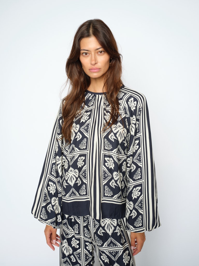 Mos Mosh - MMMilkey Linocut Blouse, Navy