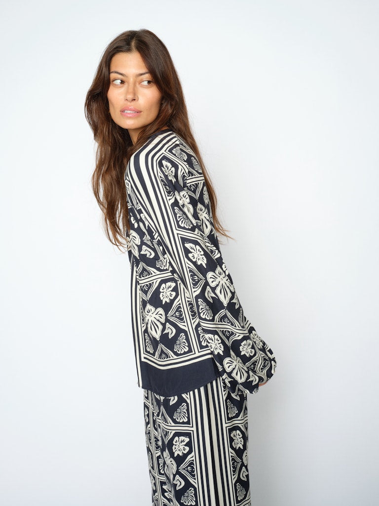 Mos Mosh - MMMilkey Linocut Blouse, Navy