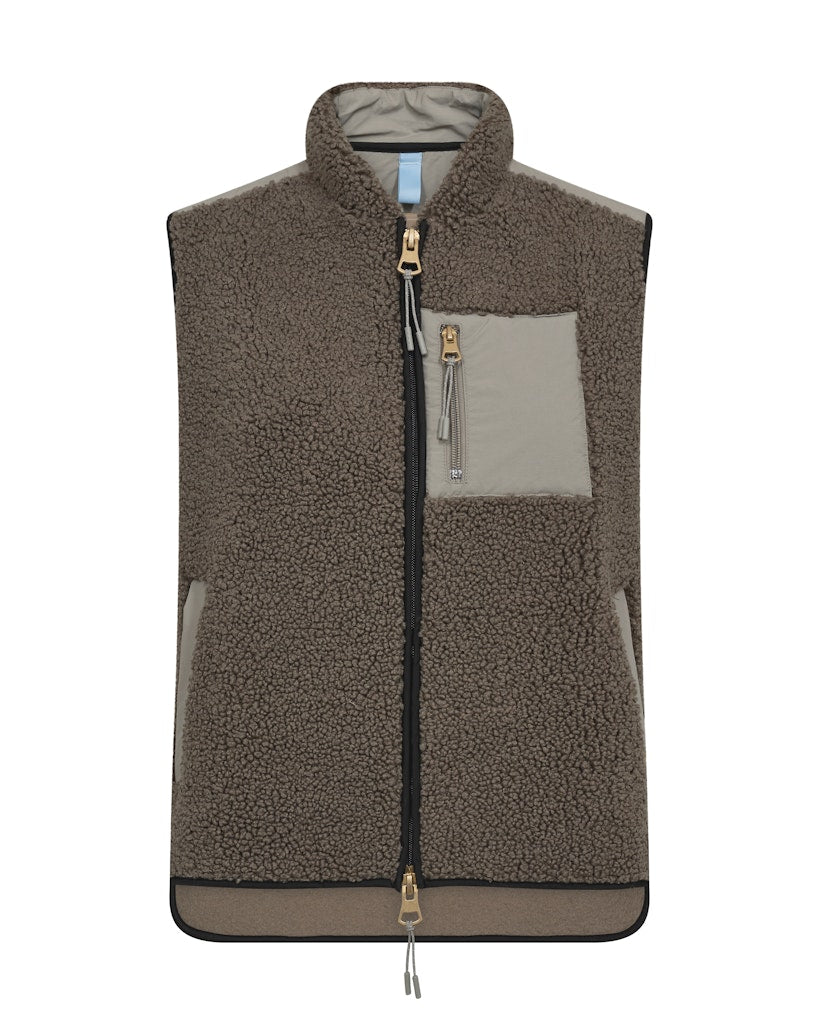 Mos Mosh - MMRowe Eli Teddy Vest, Dusty olive
