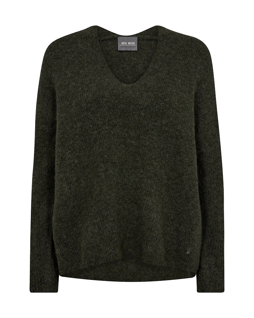 Mos Mosh - MMThora V-Neck Strik, Grape Leaf