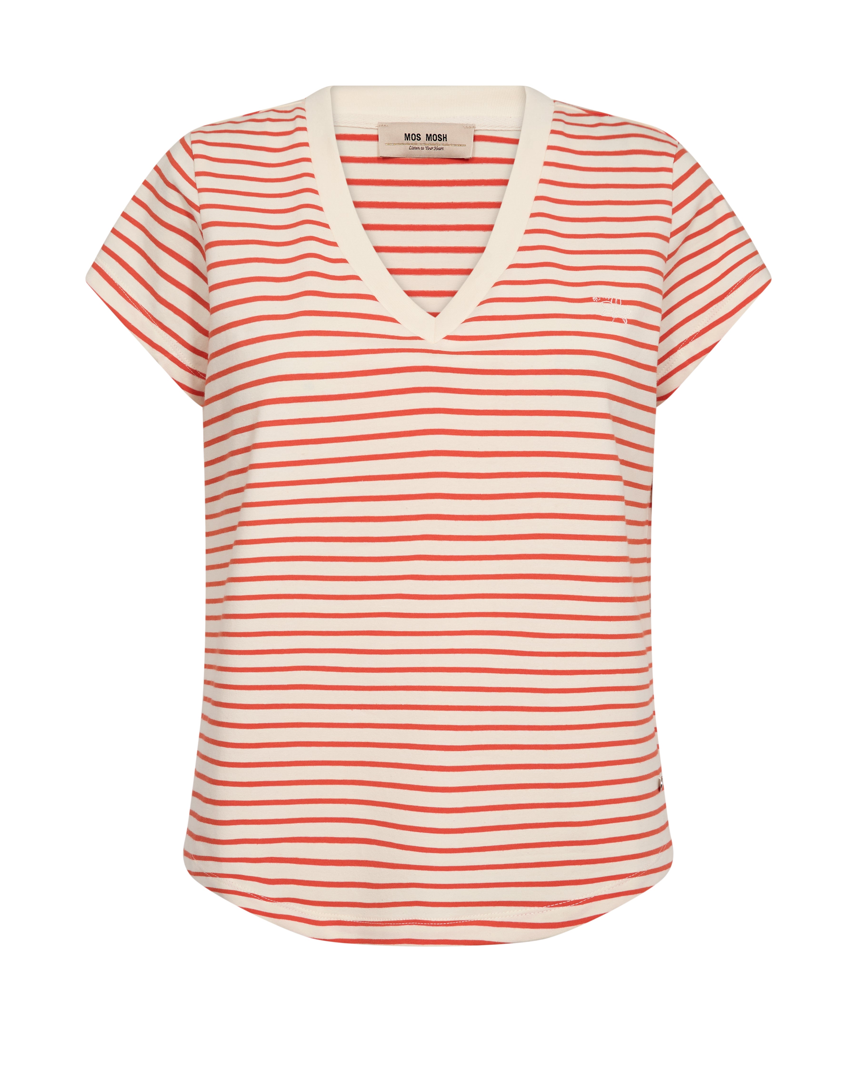 Mos Mosh - MMKala V-SS Stripe Tee, orange