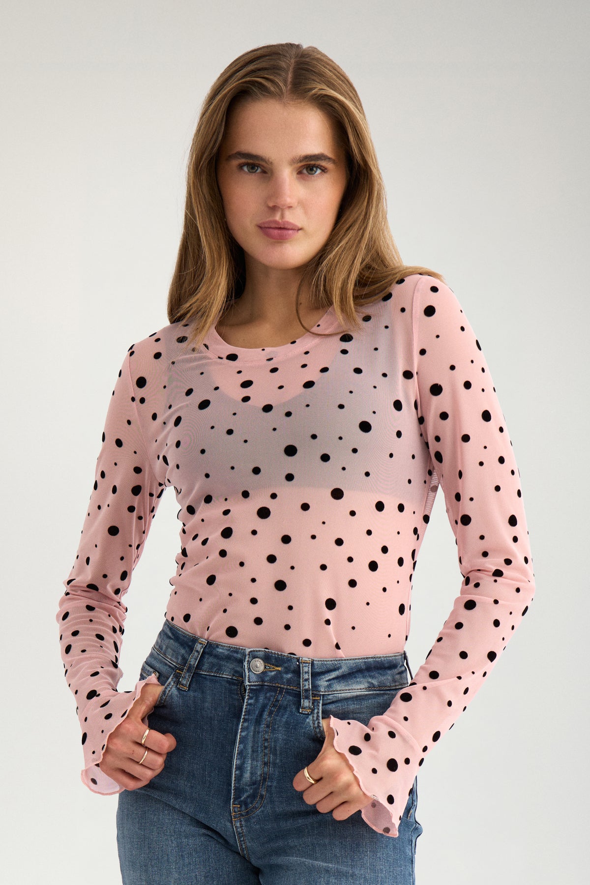 Nümph - NUEvita Meshbluse i peach