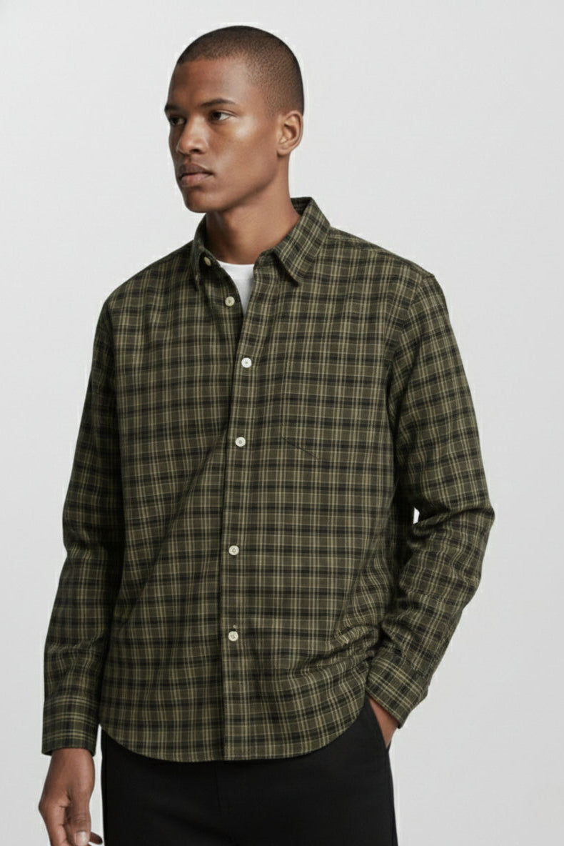 PLENUM STUDIO - Lars Core Checked Flannel Skjorte Green Check