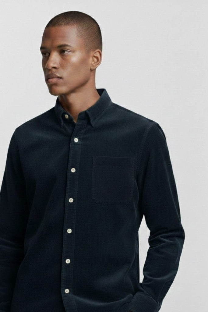 PLENUM STUDIO - Nils Core Corduroy Skjorte Navy