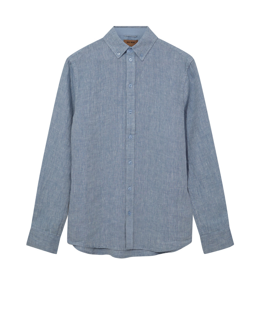 Mos Mosh Gallery MMGTheo Linen Shirt – Lyseblå