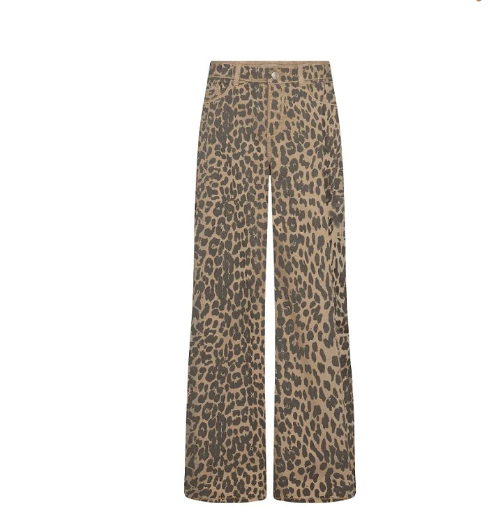 Mos Mosh MMDara Leo Pants – Leopardbukser med brede ben