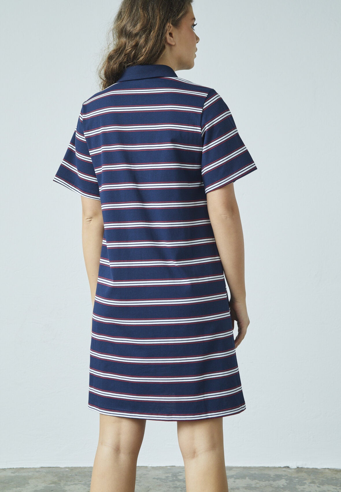 Love1349 polo dress – stribet T-shirt kjole i bomuldsblanding fra Love & Divine