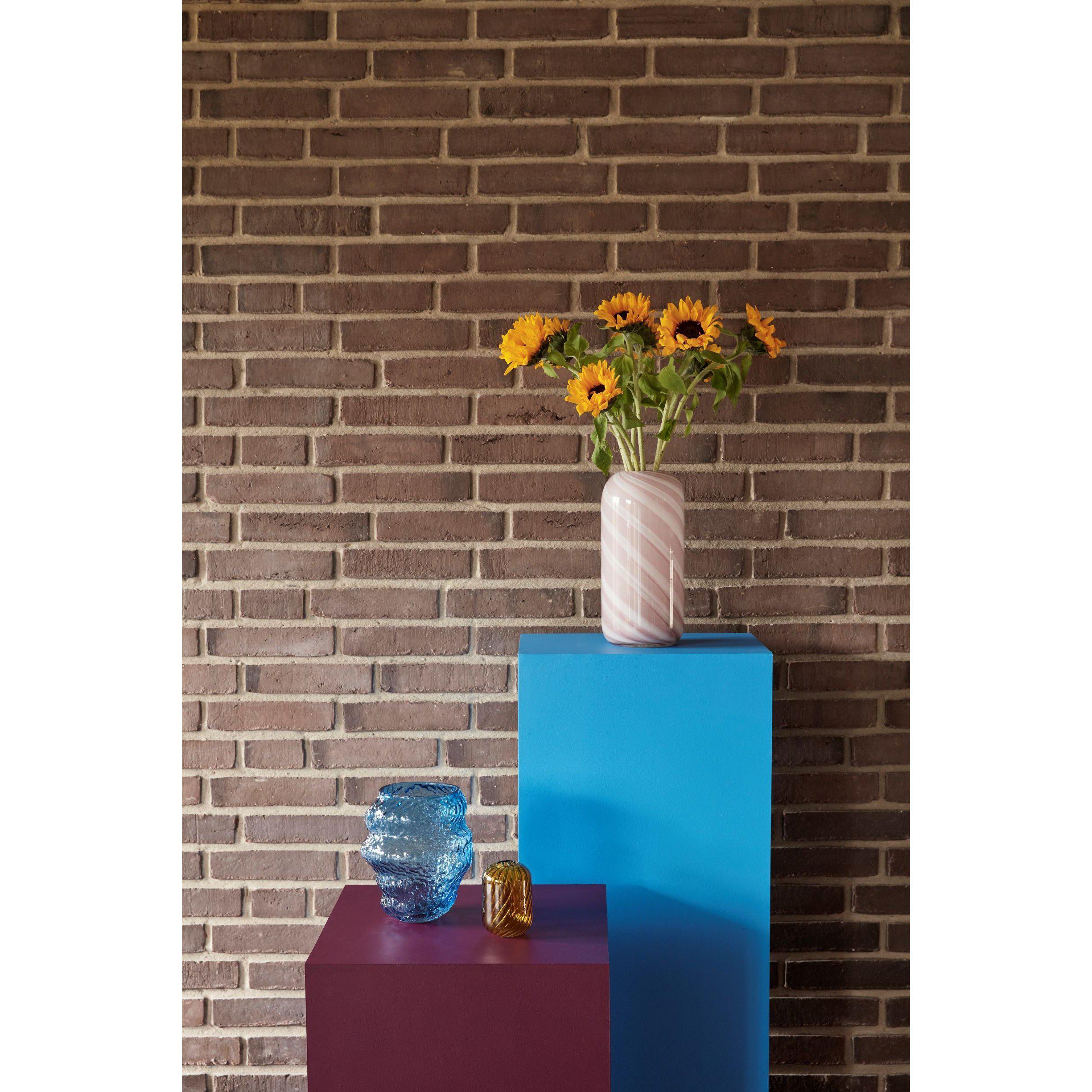 VASE, GLAS, LYSERØD-Hübsch-minlillebutik