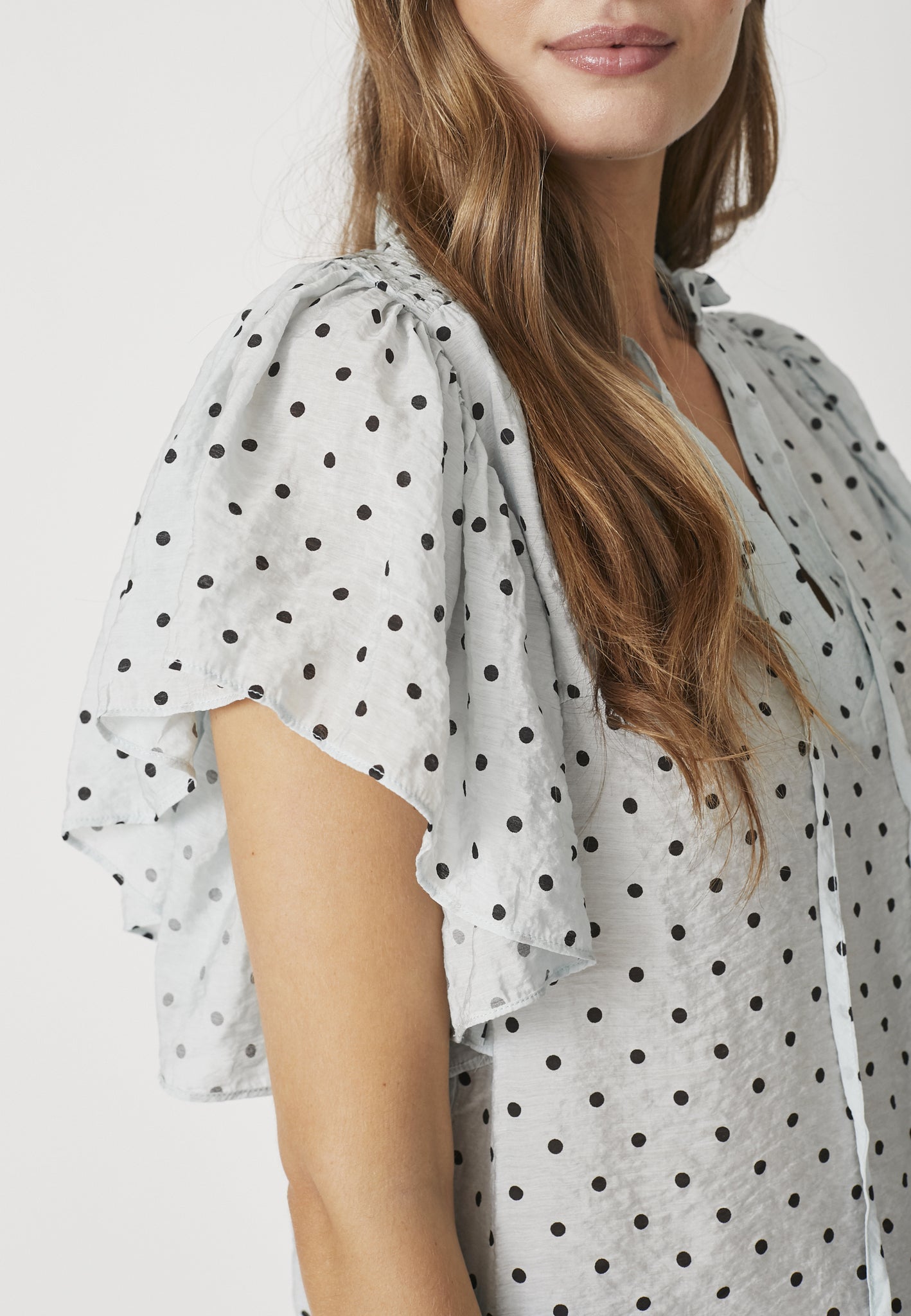 Co' Couture -  DionneCC Dot SS Frill Top