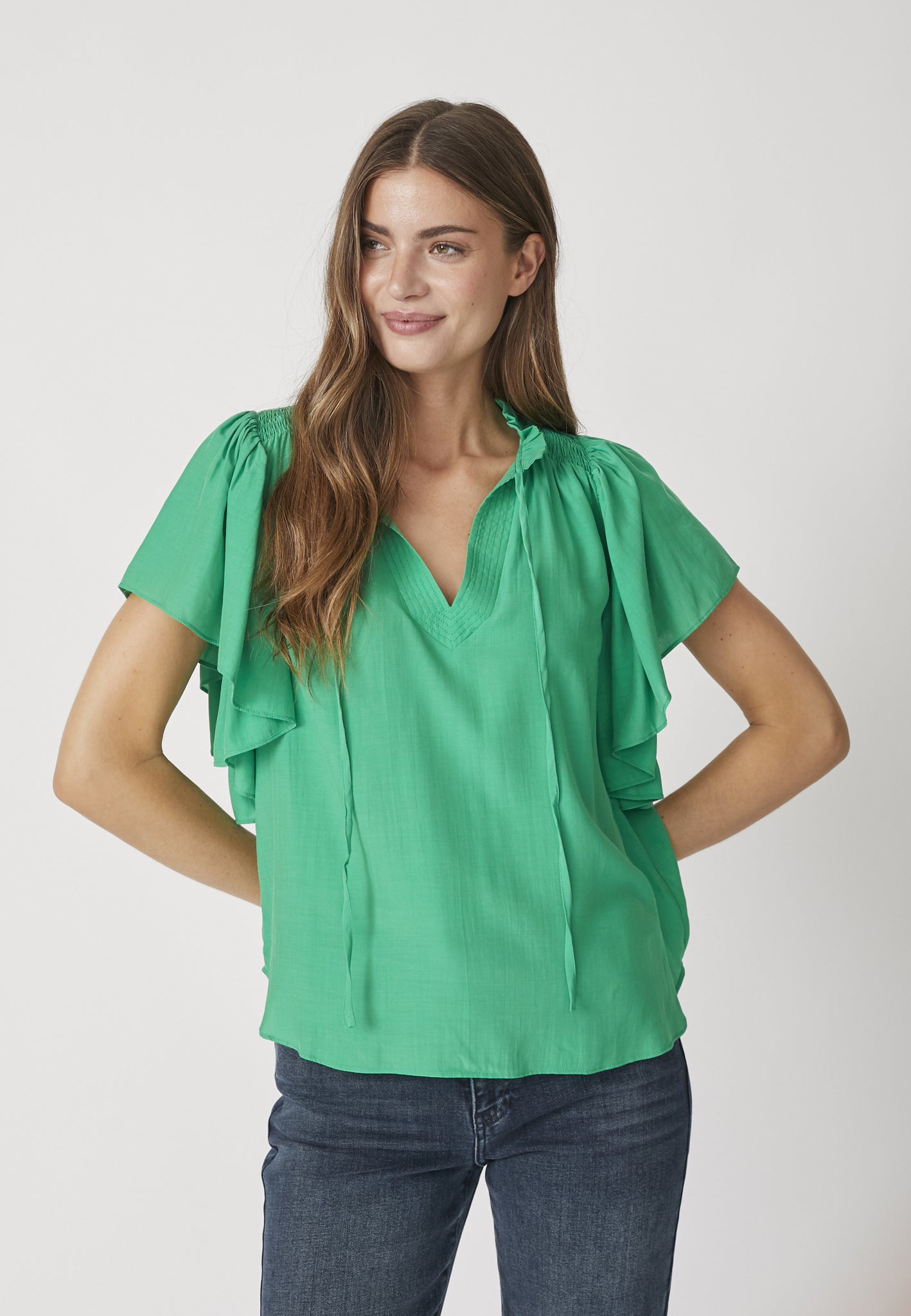 Co'Couture - Sunrise Friil Top, Grøn