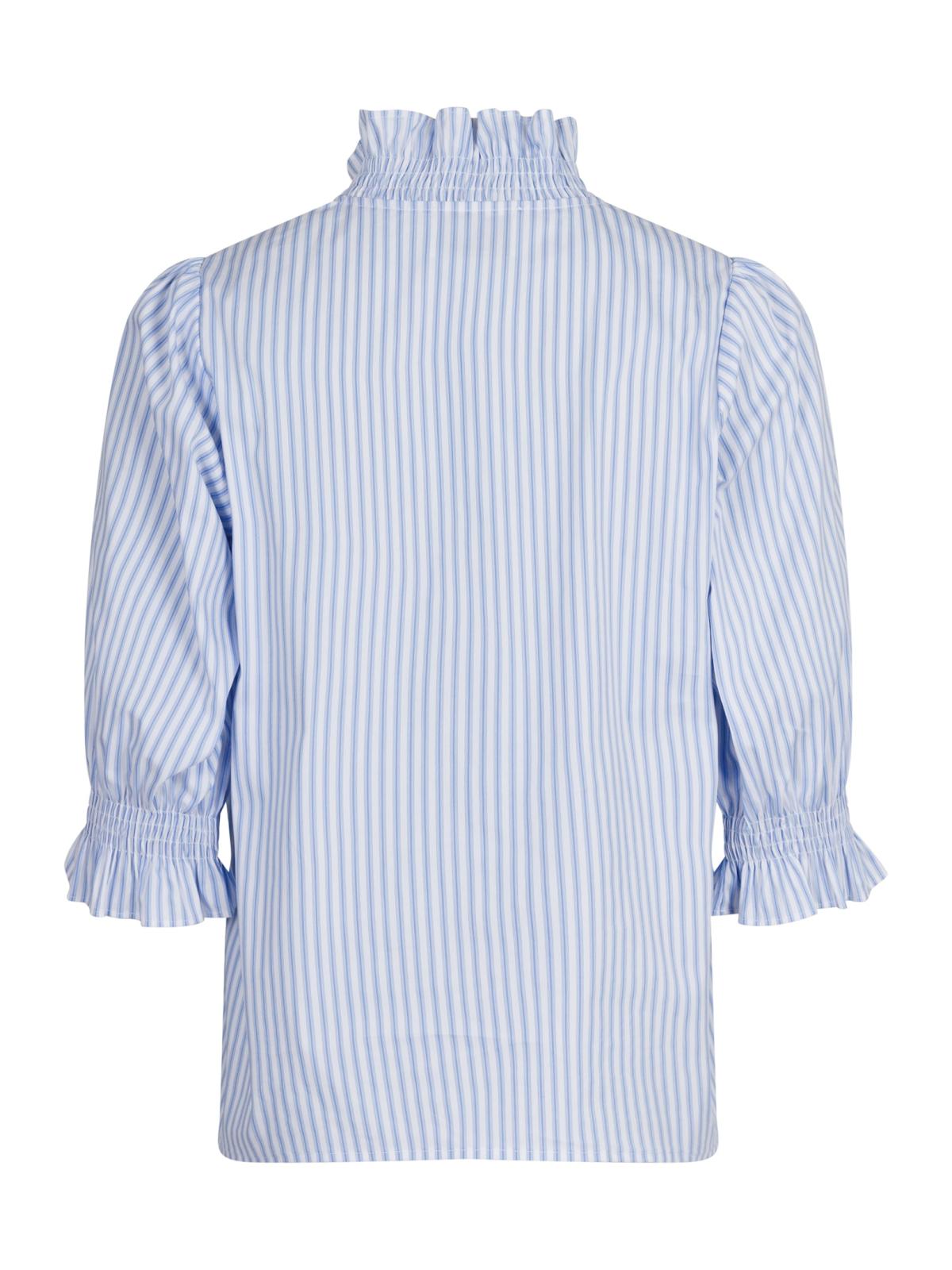 lyseblå bluse fra Neo Noir, med smock detaljer, bagfra