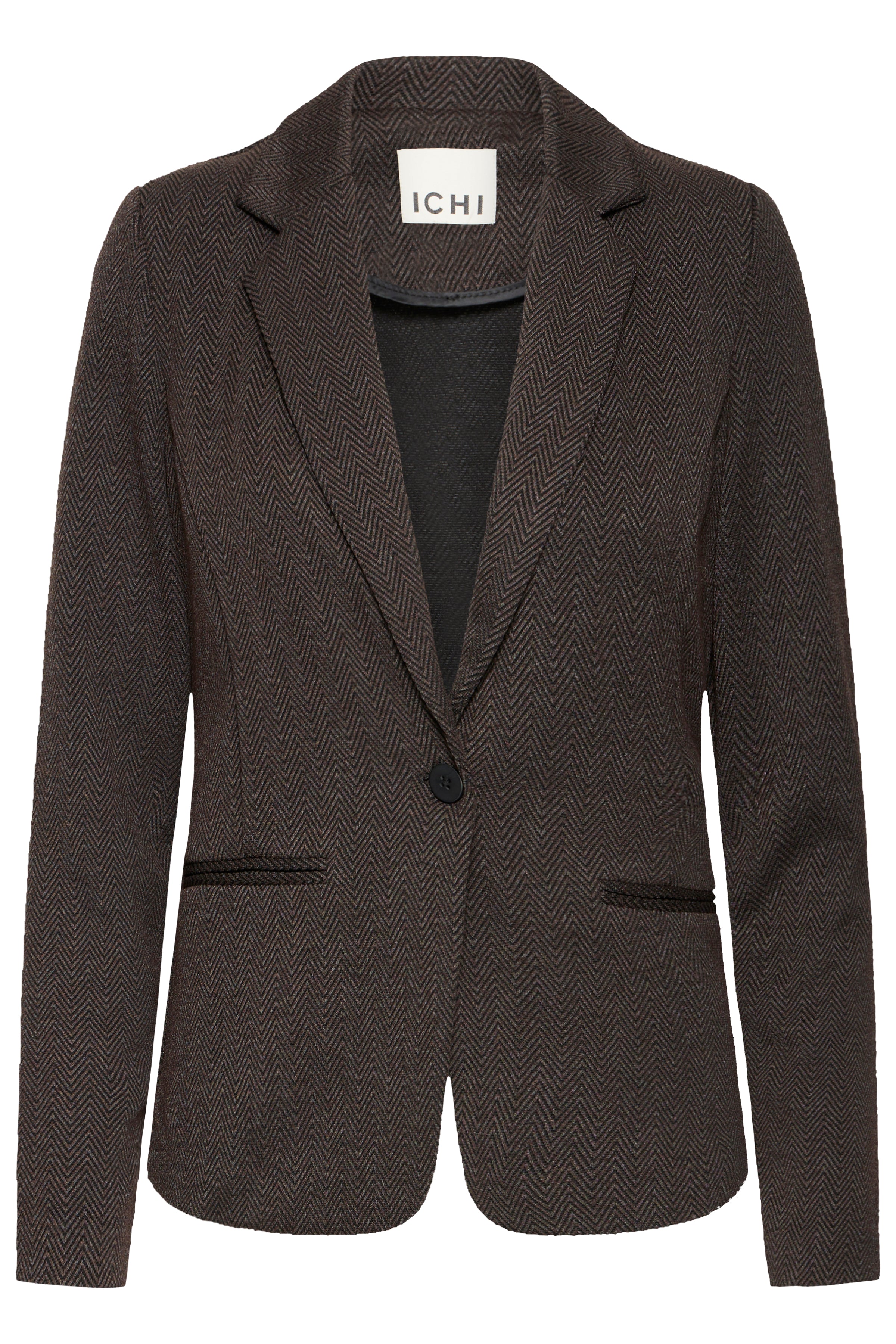 Ichi - IHKate jaquard blazer i mørkebrun