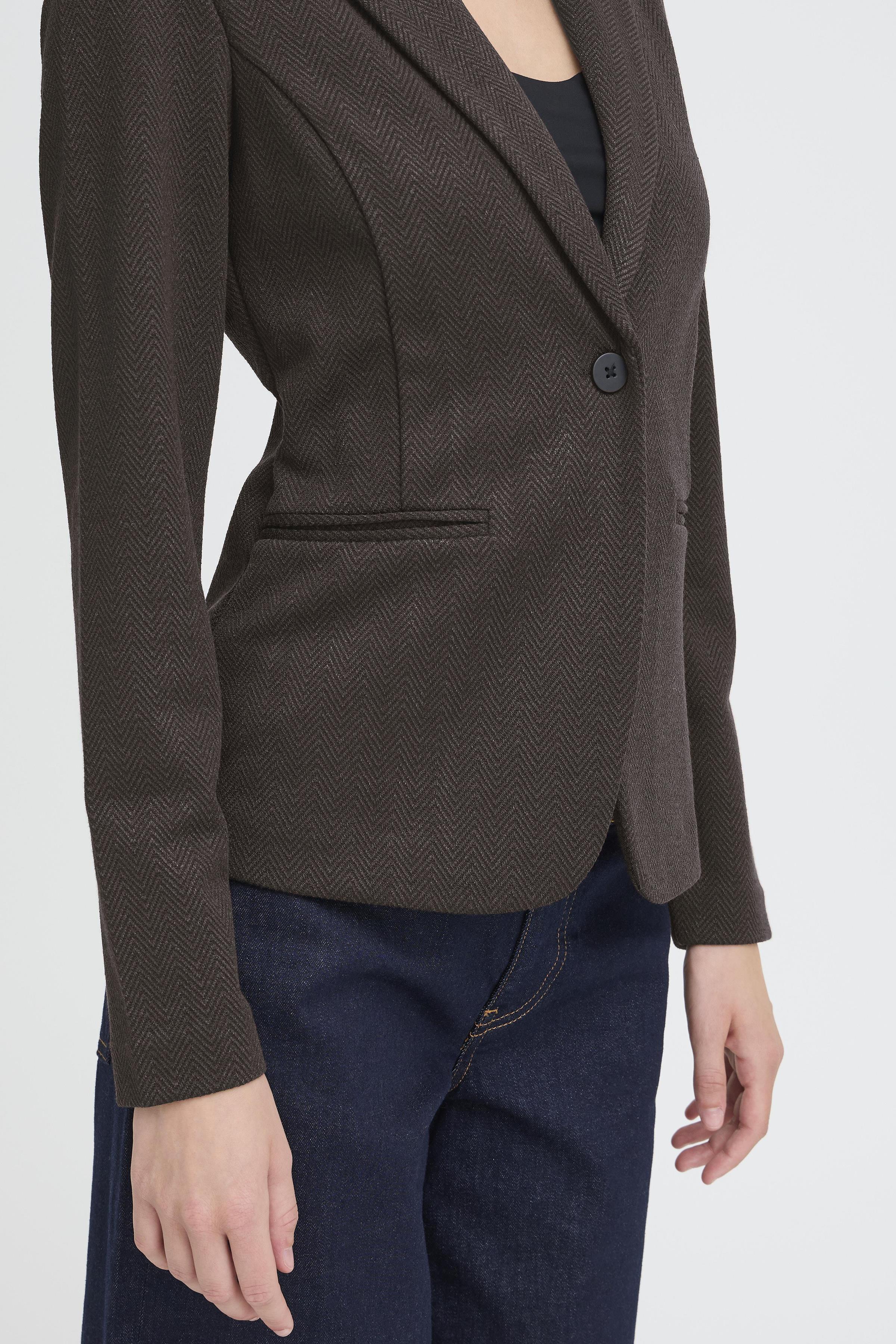 Ichi - IHKate jaquard blazer i mørkebrun