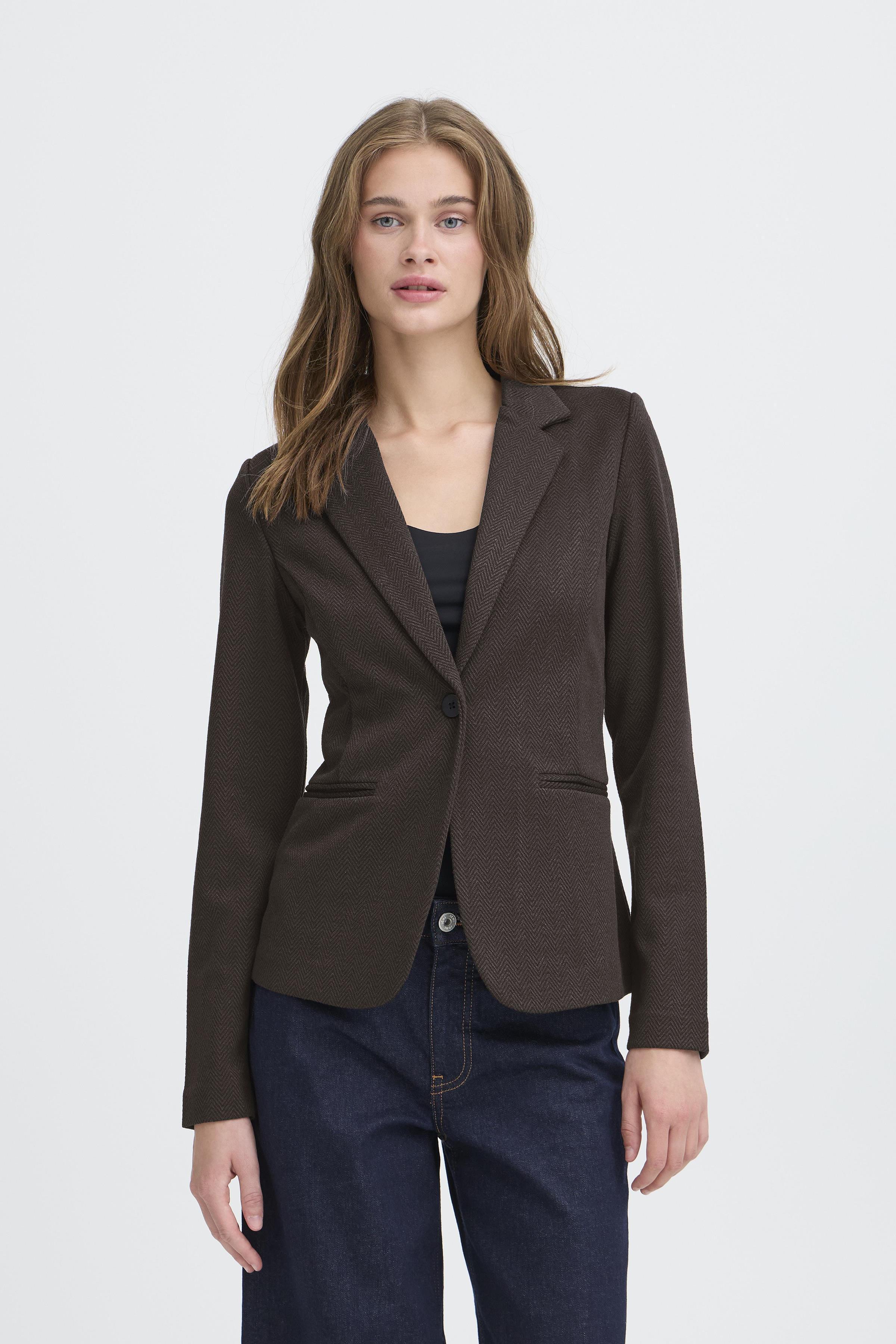 Ichi - IHKate jaquard blazer i mørkebrun