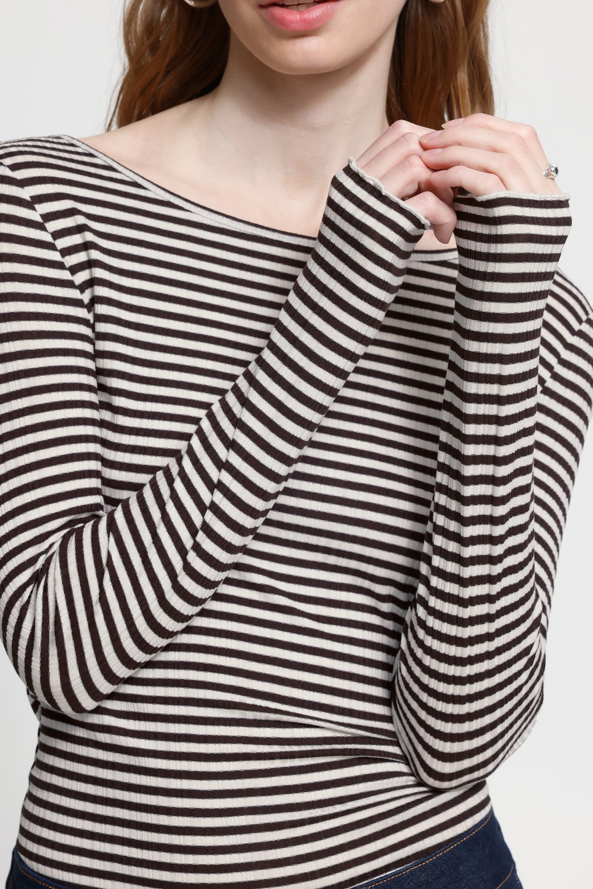 Ichi - IHCella Bluse, mørkebrun strib