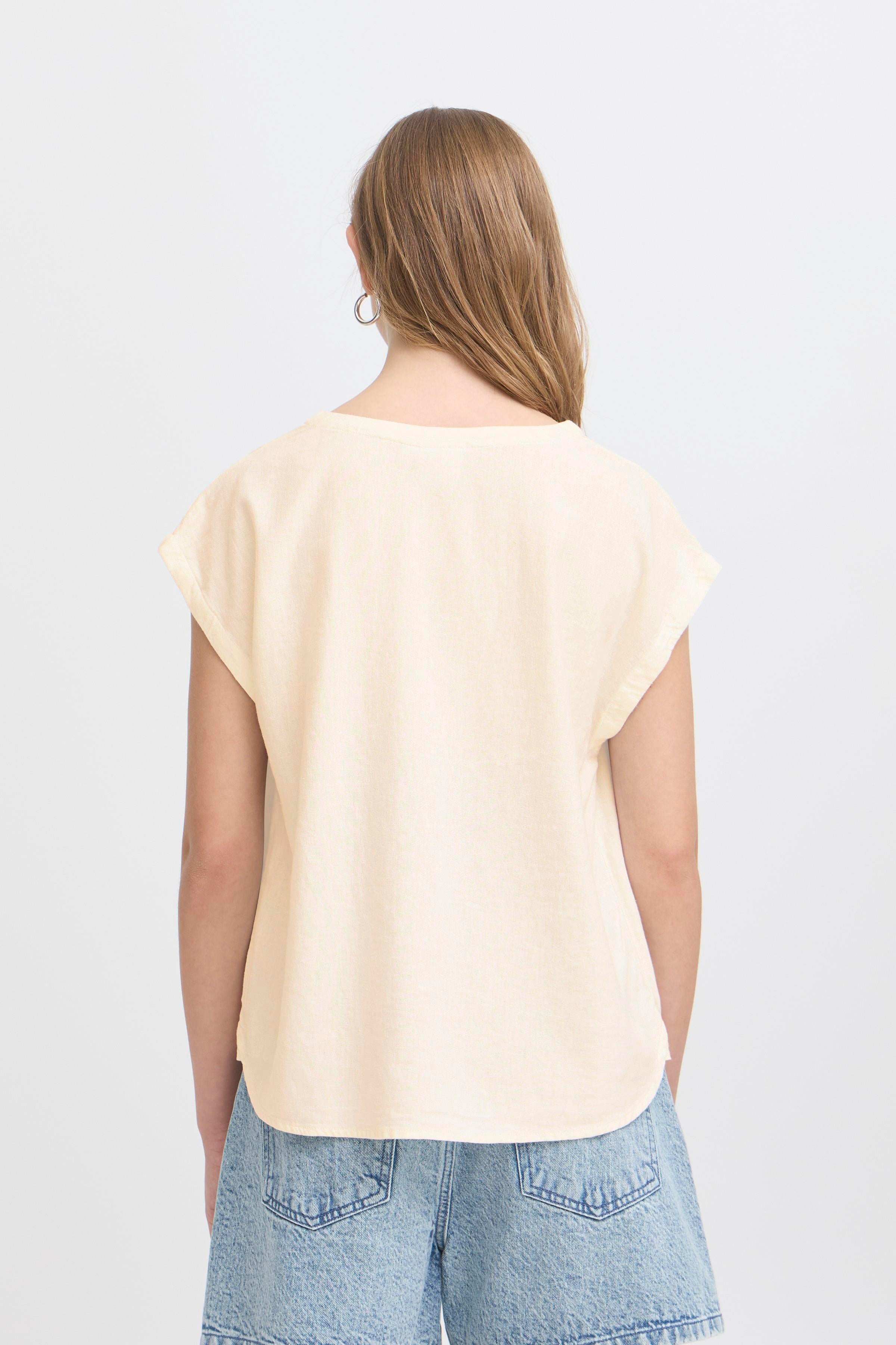 Ichi - IHLinno SS Bluse, ecru