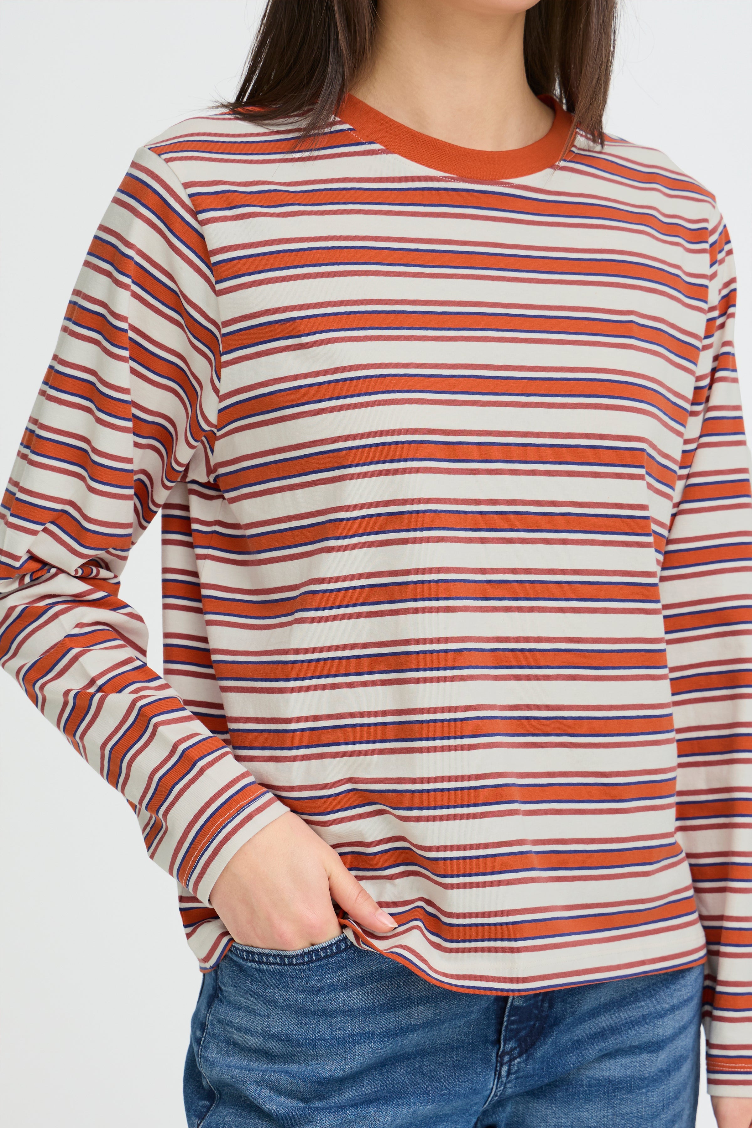 Ichi - Imira Strikstribet Langærmet T-shirt Orange