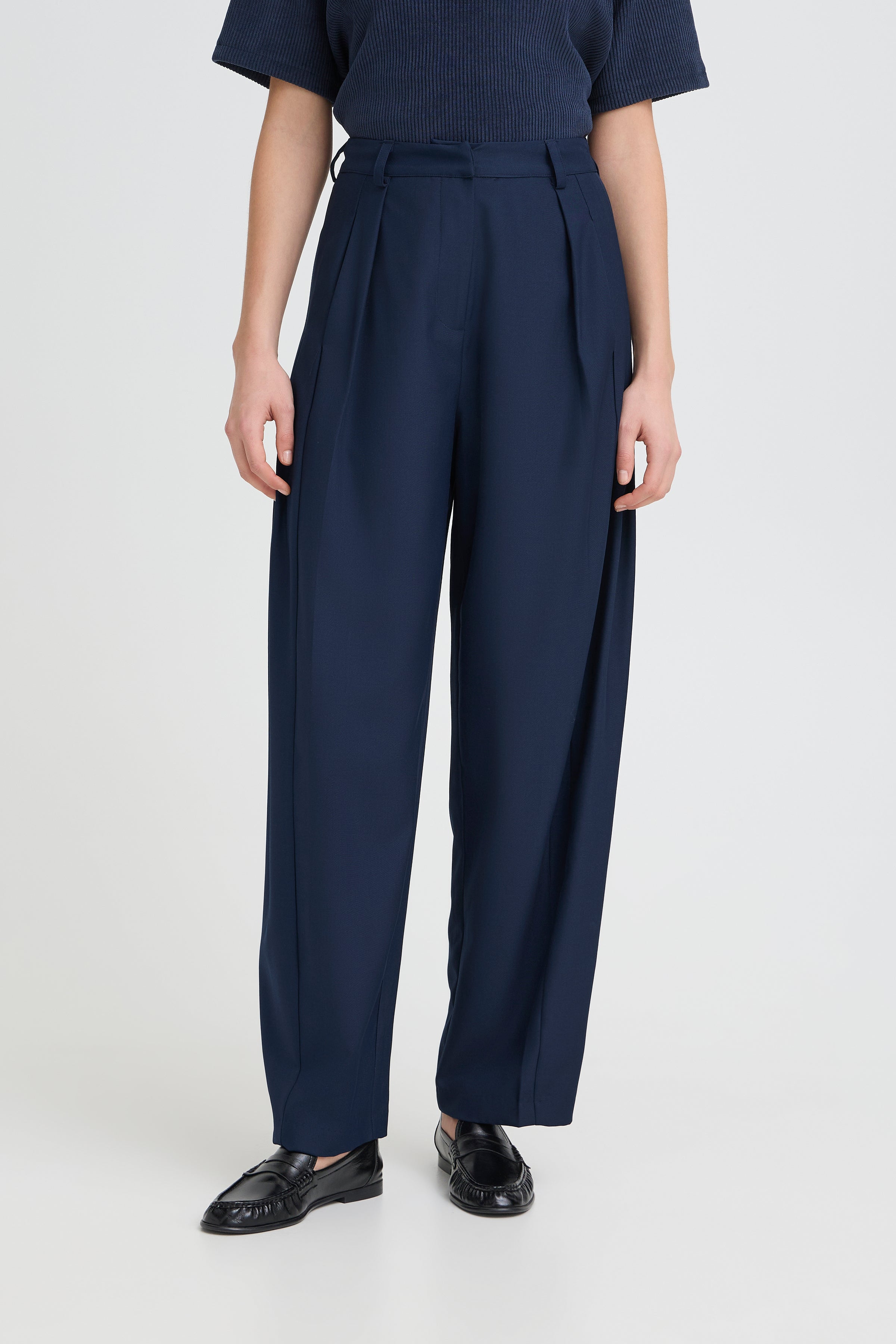 Ichi - Iherina Bukser med Folder og Stretch Navy