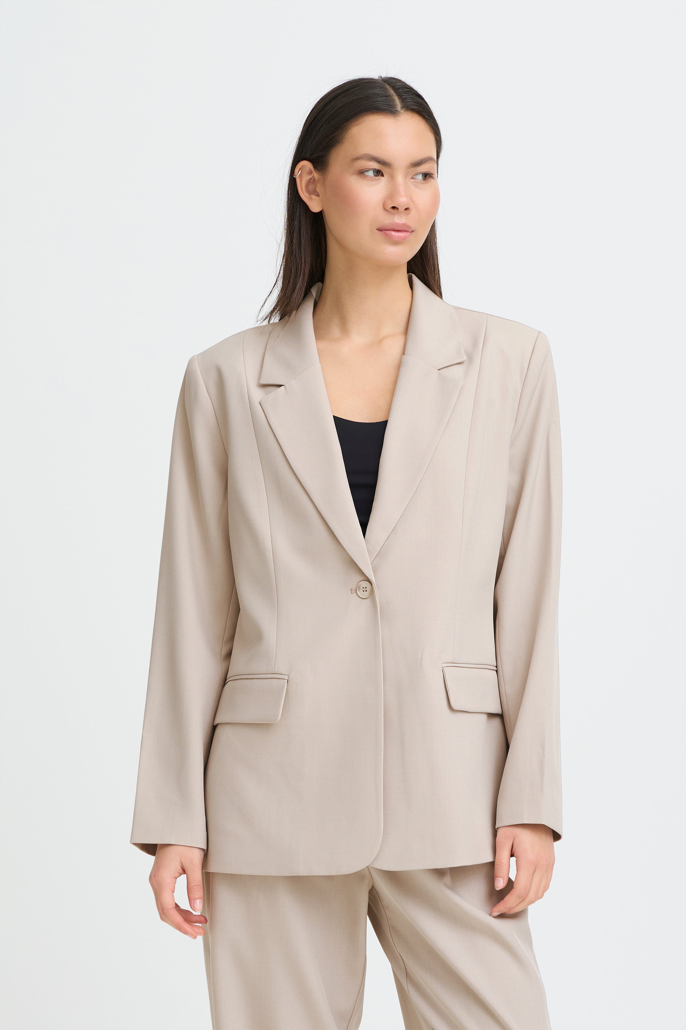 Ichi - IHFava Long Blazer, beige