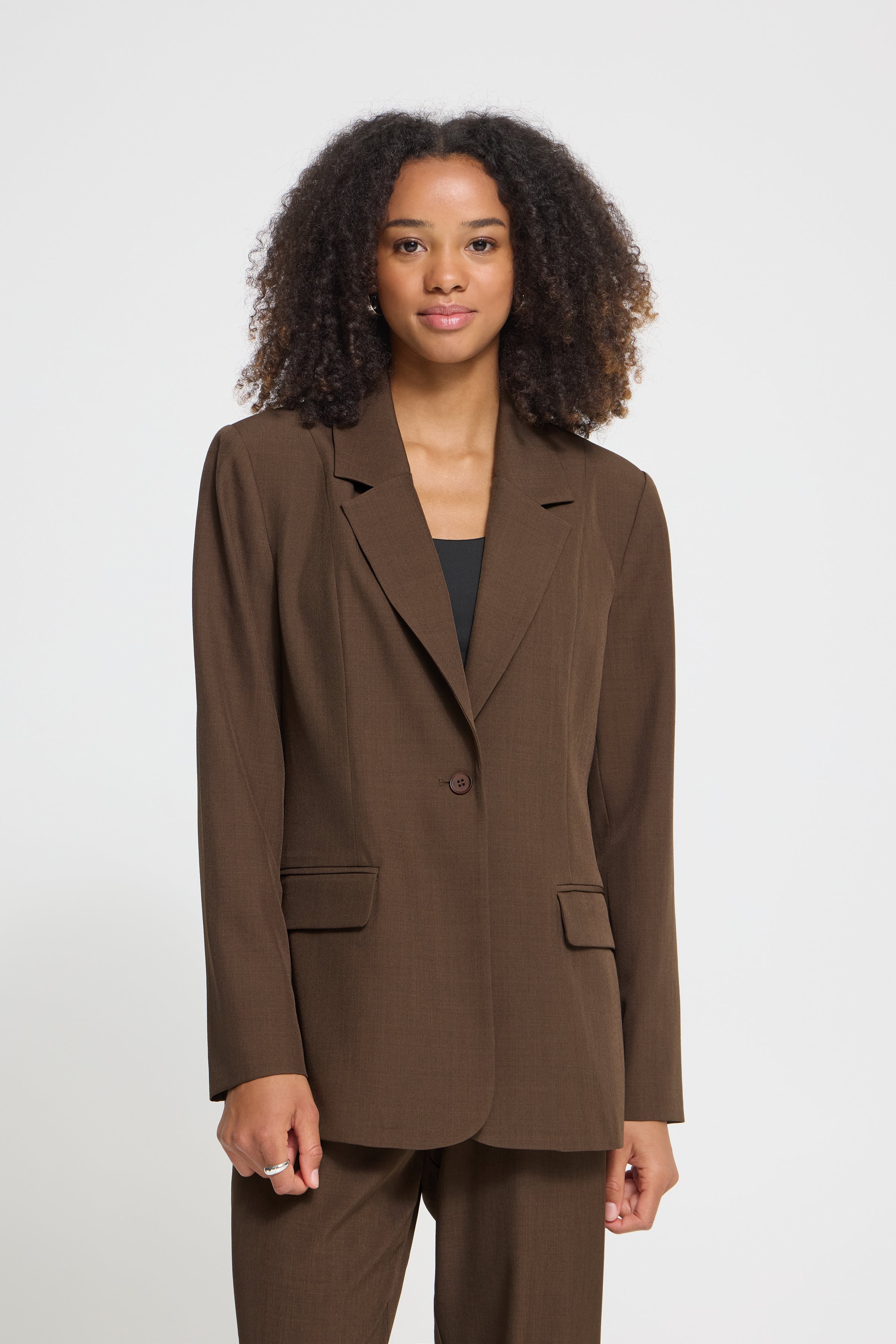 Ichi - IHFava Long Blazer Slate Black Melange