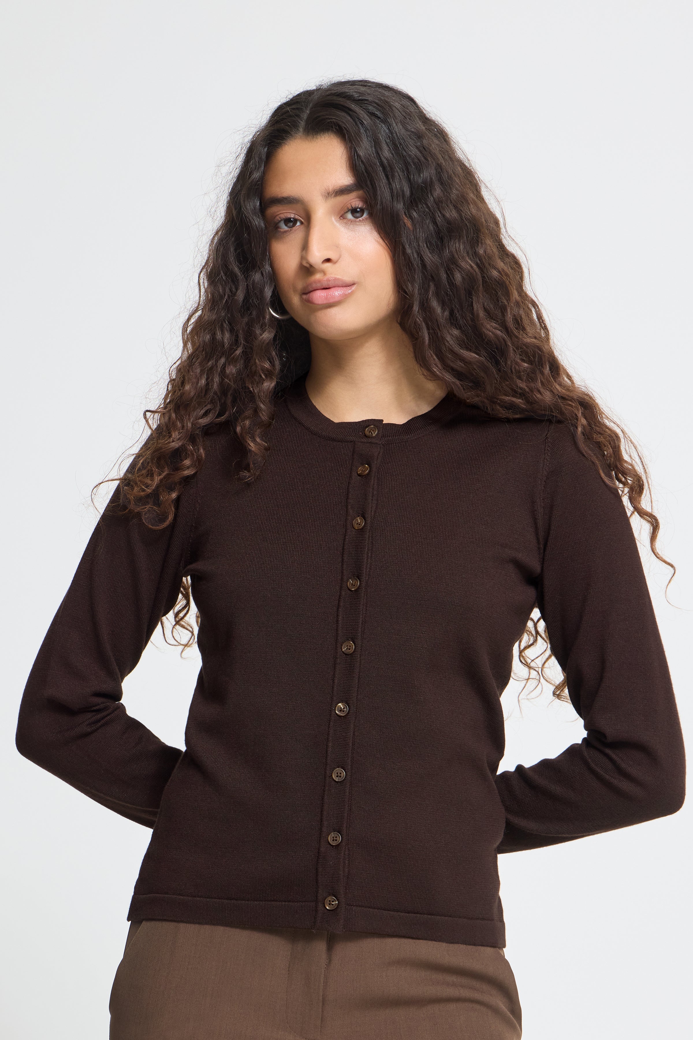 Ichi - Ihluls O-Neck Cardigan Chocolate