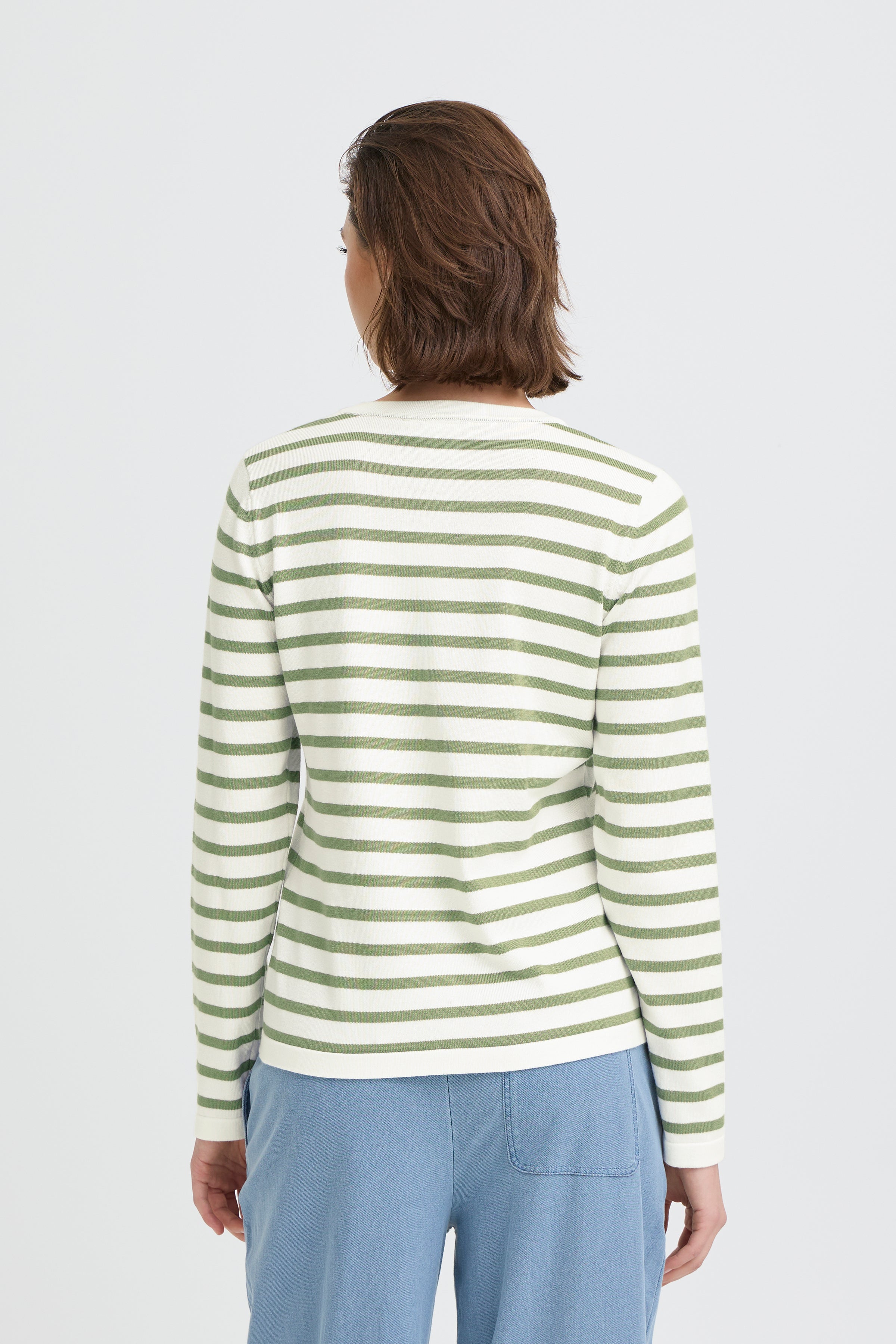 Ichi - IHLuls Cardigan med hvid/grøn strib